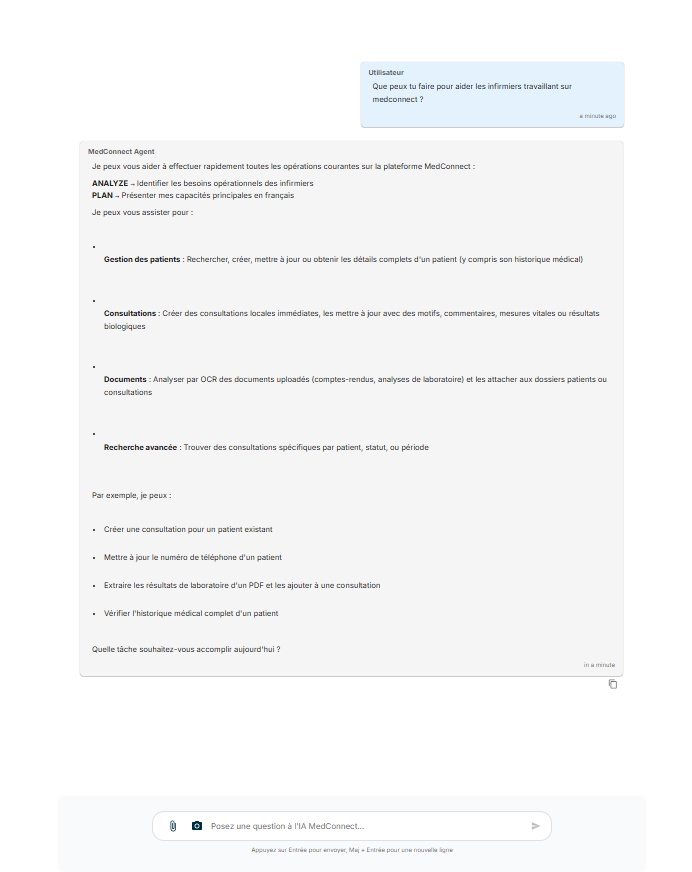 Interface agent IA Elara MedConnect